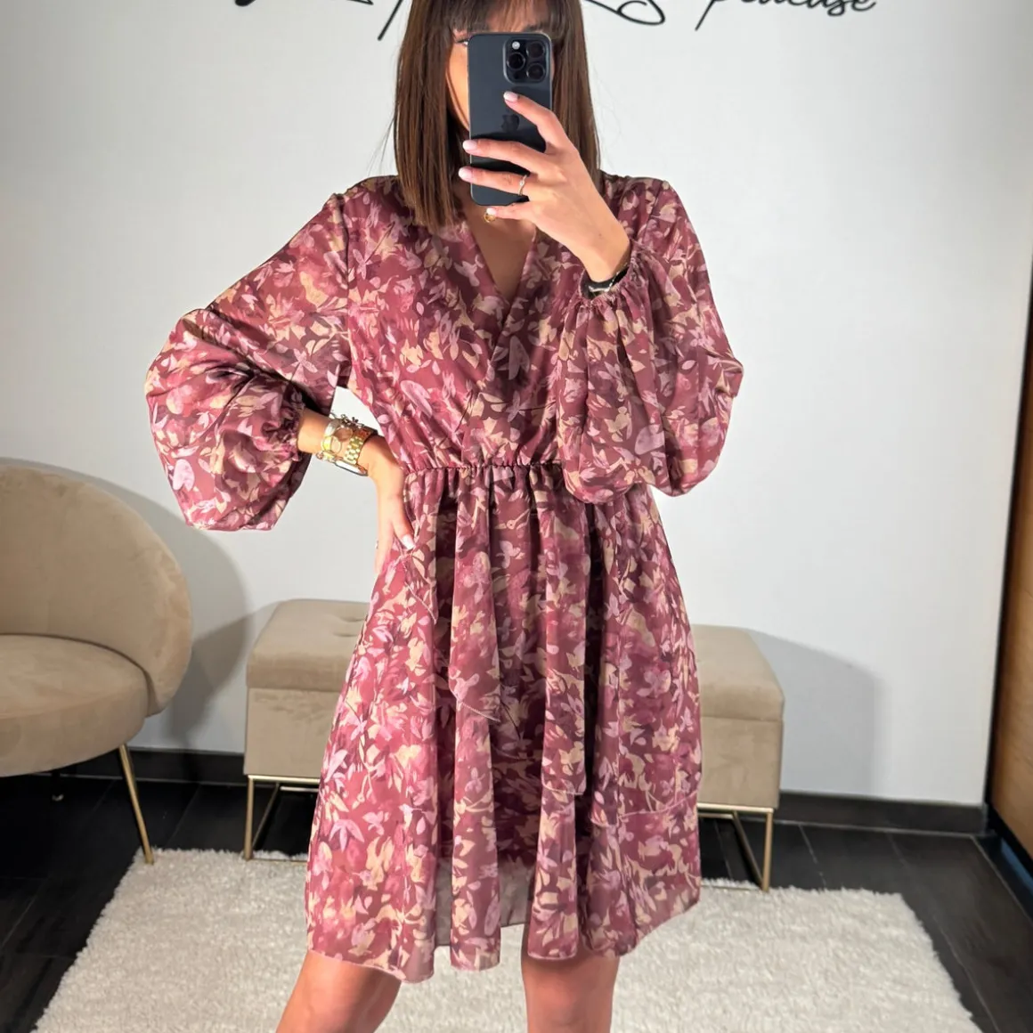 ROBE FLEURIE MAUVE CAPUCINE