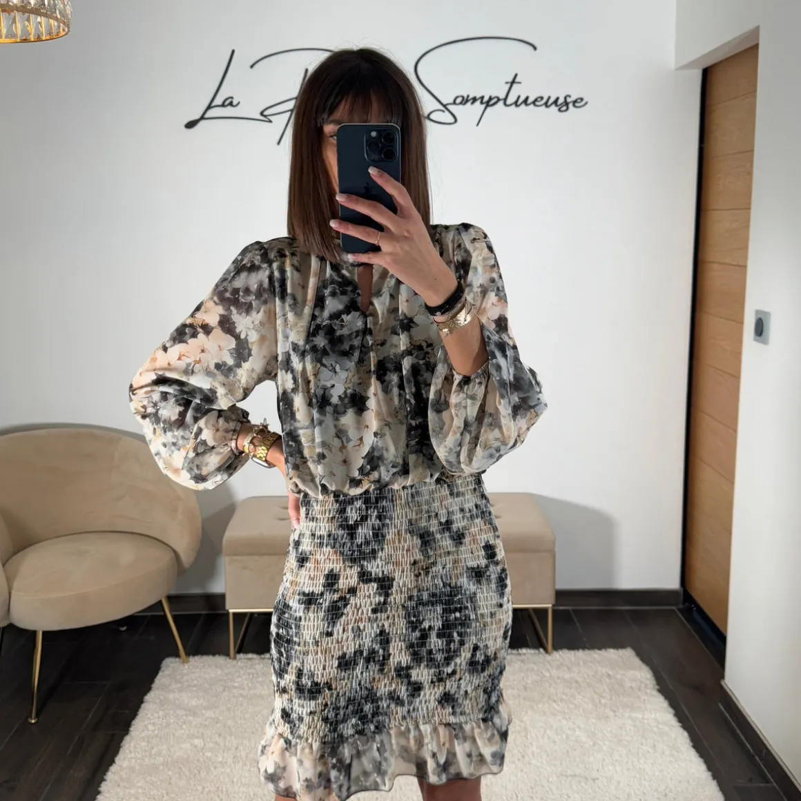 ROBE FLEURIE NOIRE AZIA