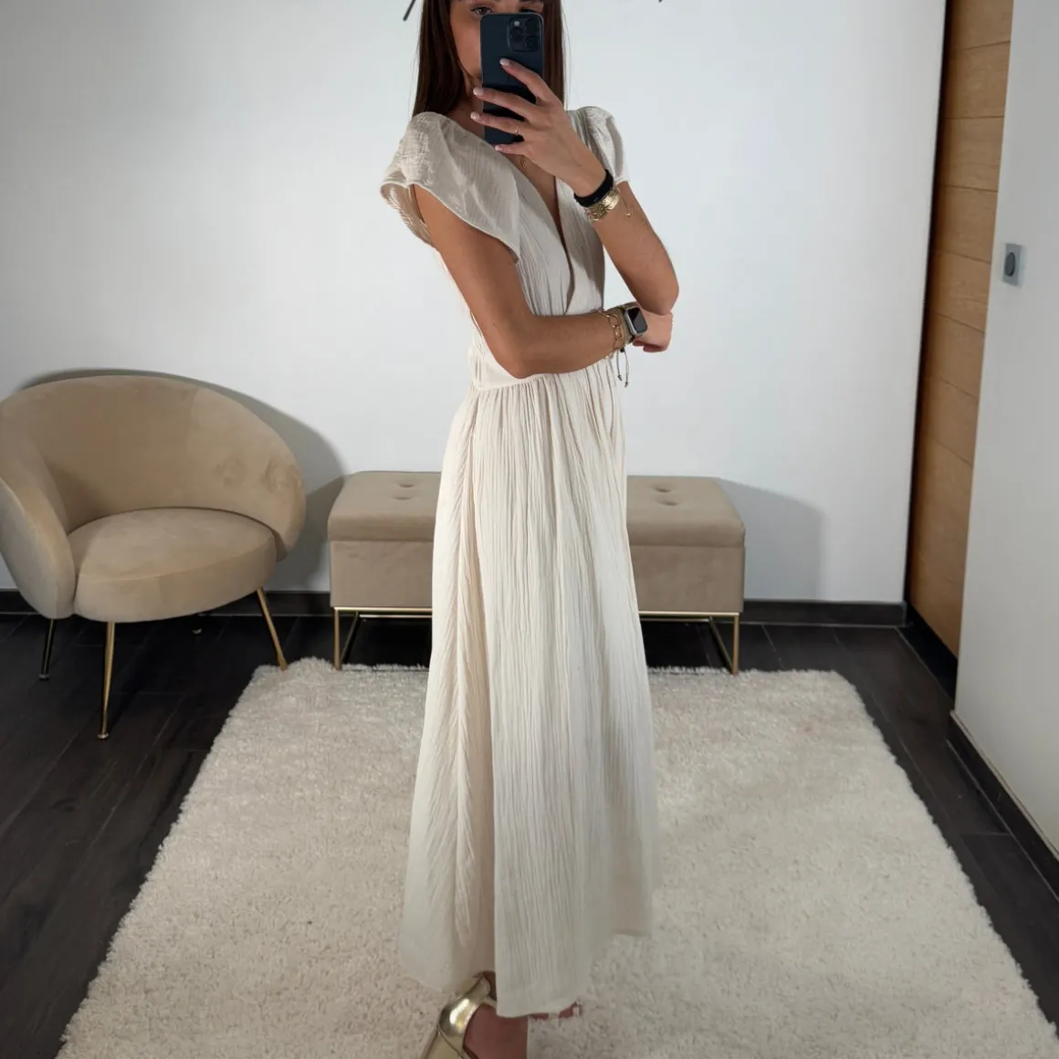 robe_gaze_de_coton_beige__2.webp ROBE GAZE DE COTON BEIGE ROXANE
