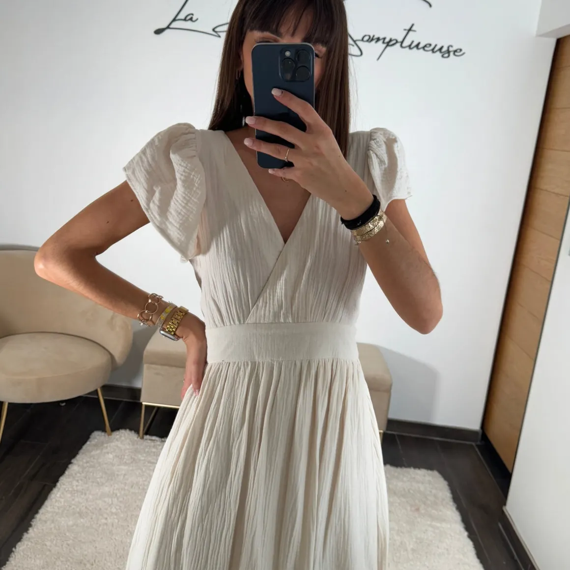 robe_gaze_de_coton_beige__3.webp ROBE GAZE DE COTON BEIGE ROXANE
