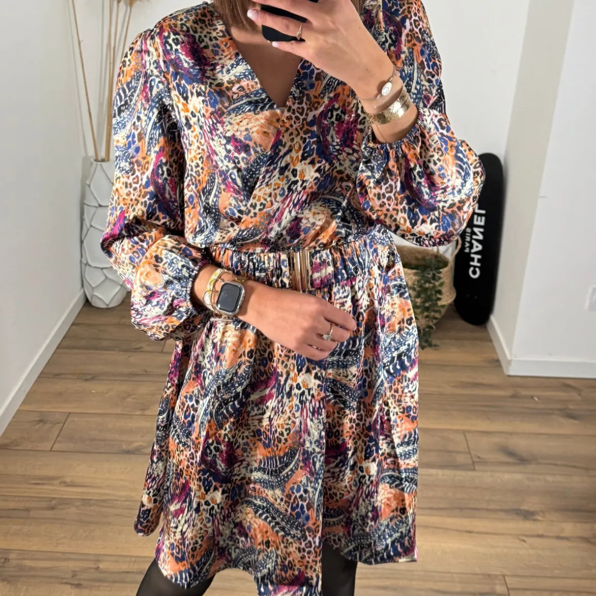 ROBE IMPRIME ORANGE ET BLEU JANE