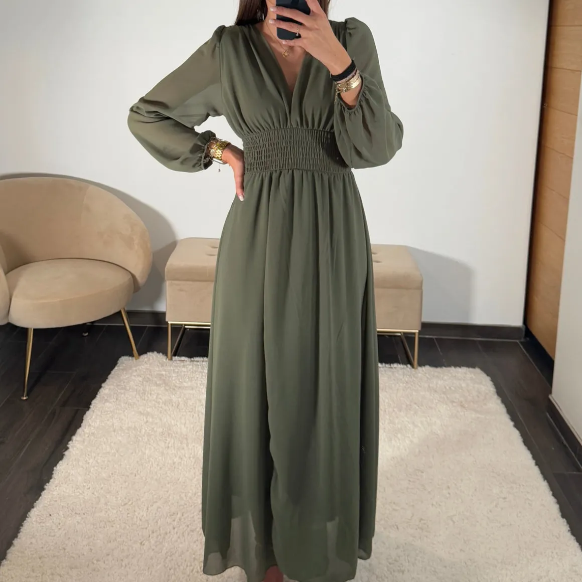 ROBE KAKI FLUIDE MARTA