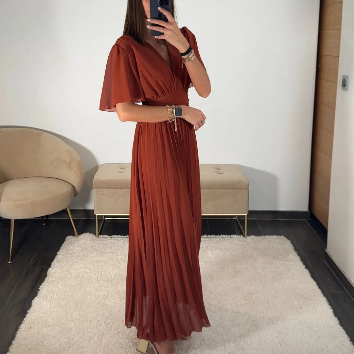 ROBE LONGUE TERRACOTTA KARENE