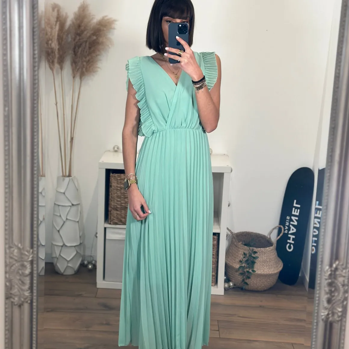 ROBE LONGUE VERT D'EAU GABRIELLE