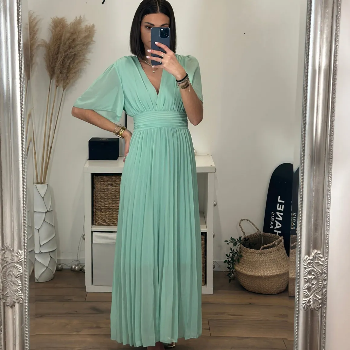 ROBE LONGUE VERT D'EAU KARENE