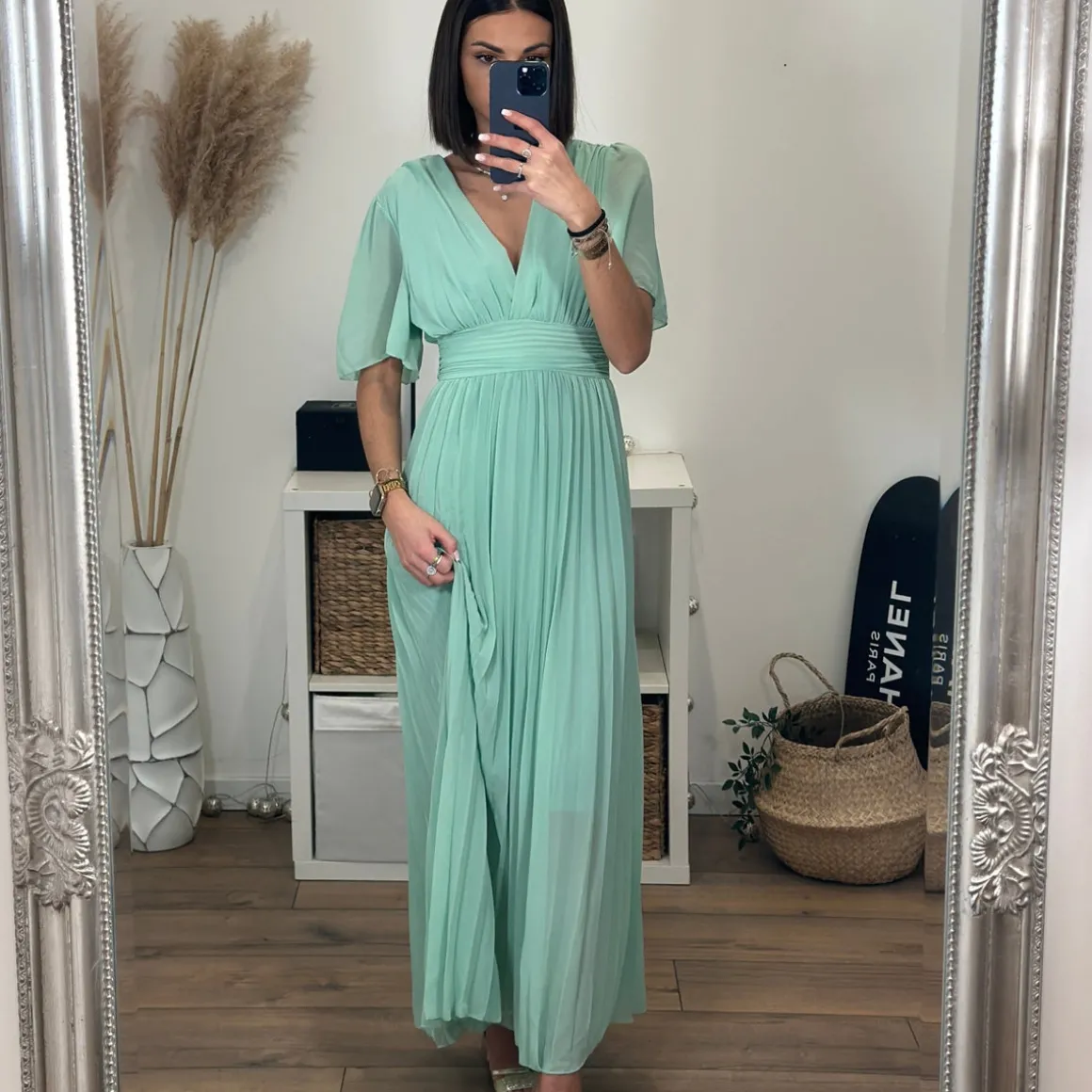 ROBE LONGUE VERT D'EAU KARENE