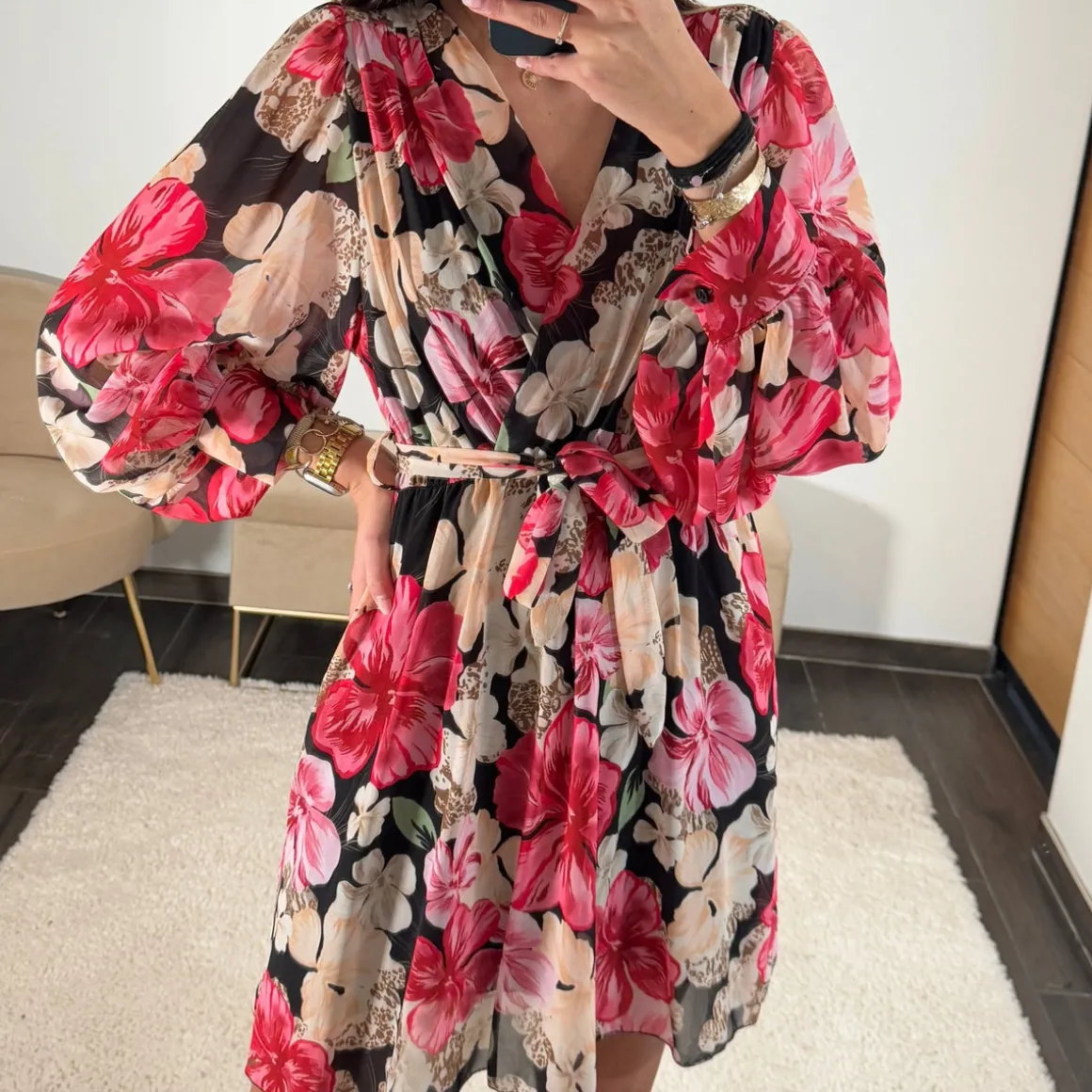ROBE NOIRE FLOWER RED