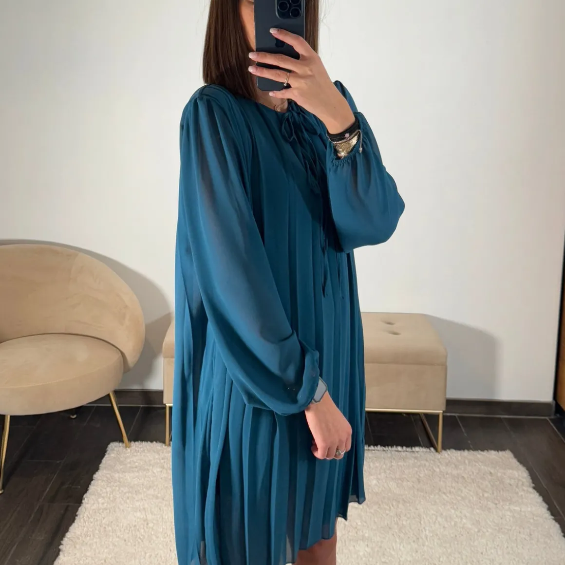 ROBE PLISSEE BLEU AMANDA