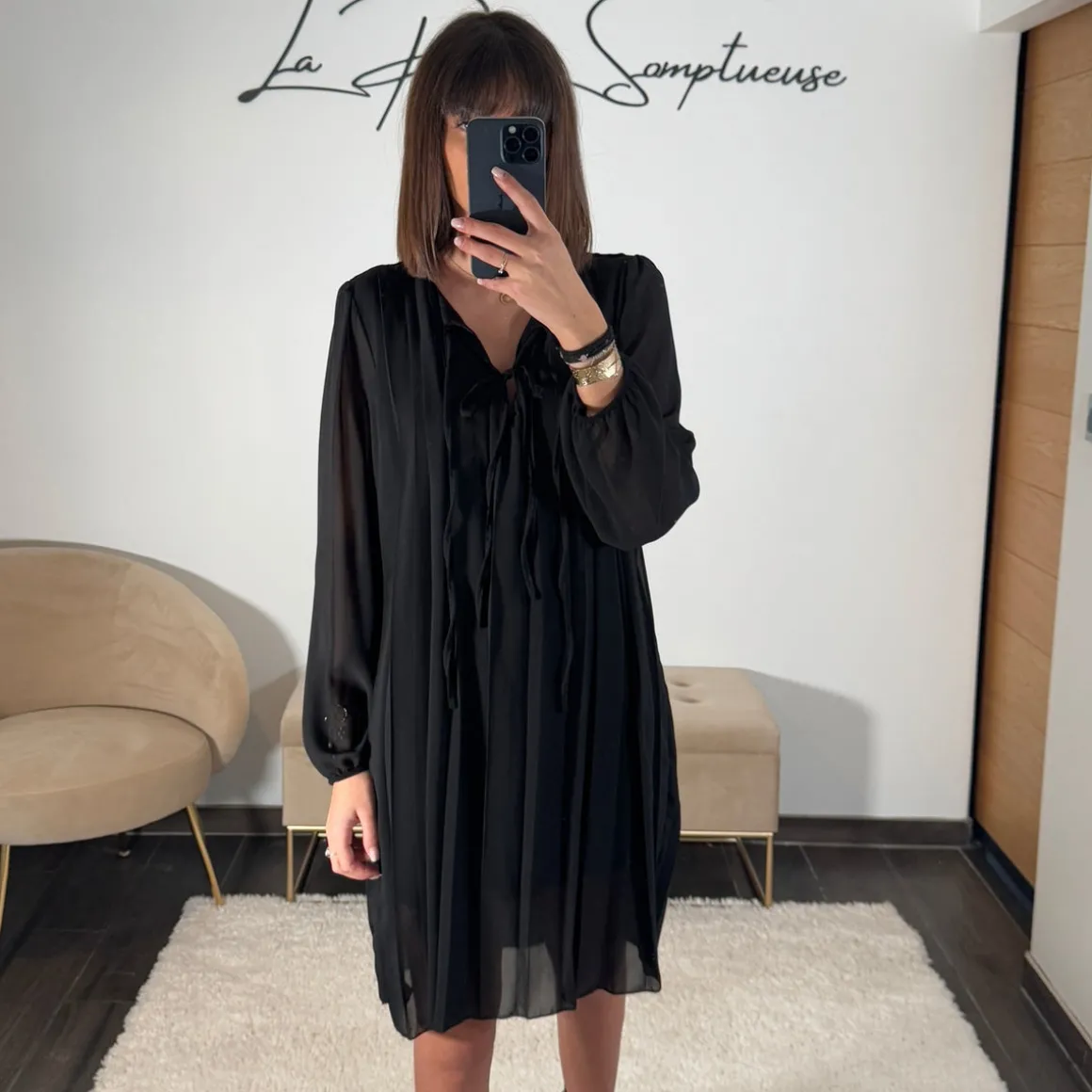 ROBE PLISSEE NOIRE AMANDA
