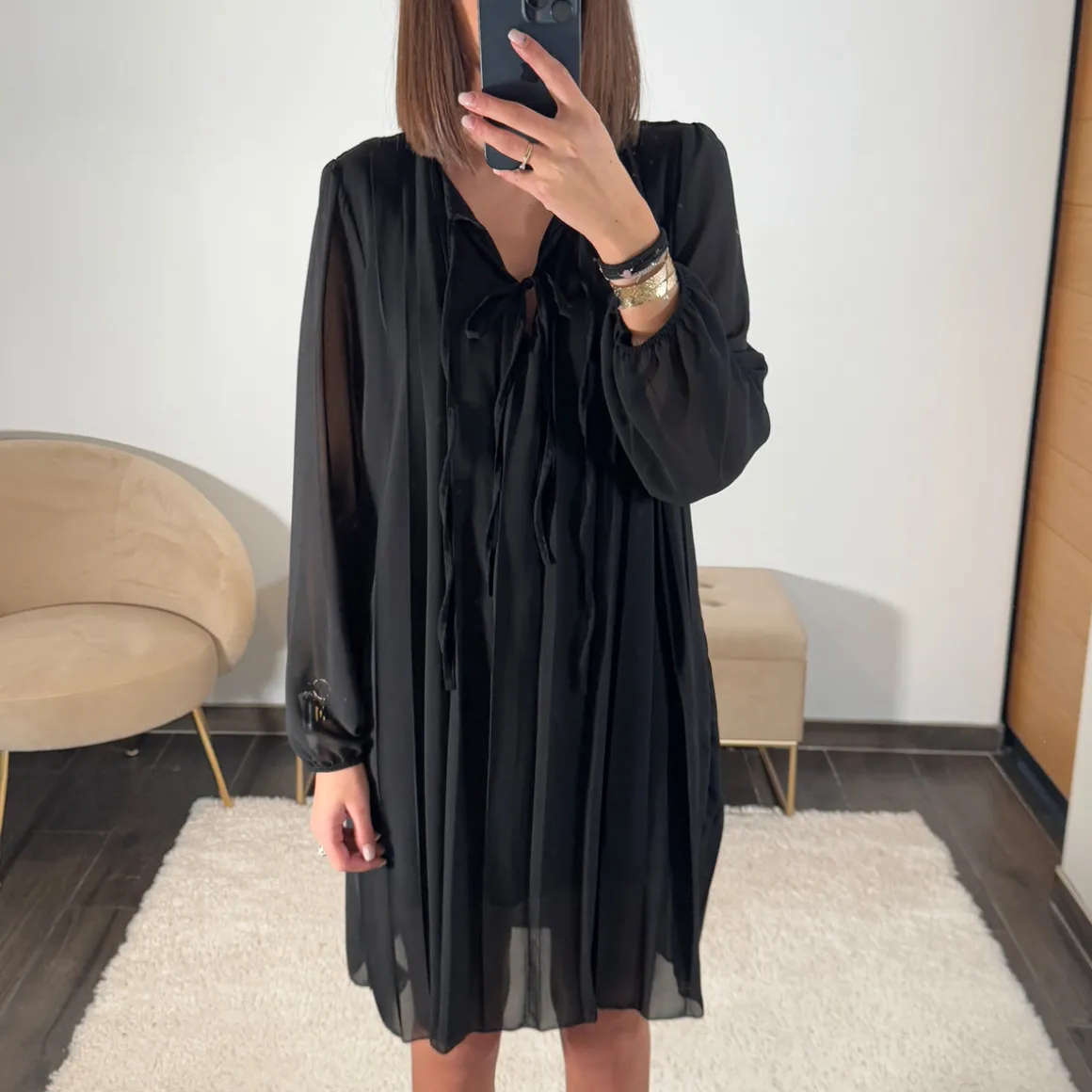 ROBE PLISSEE NOIRE AMANDA