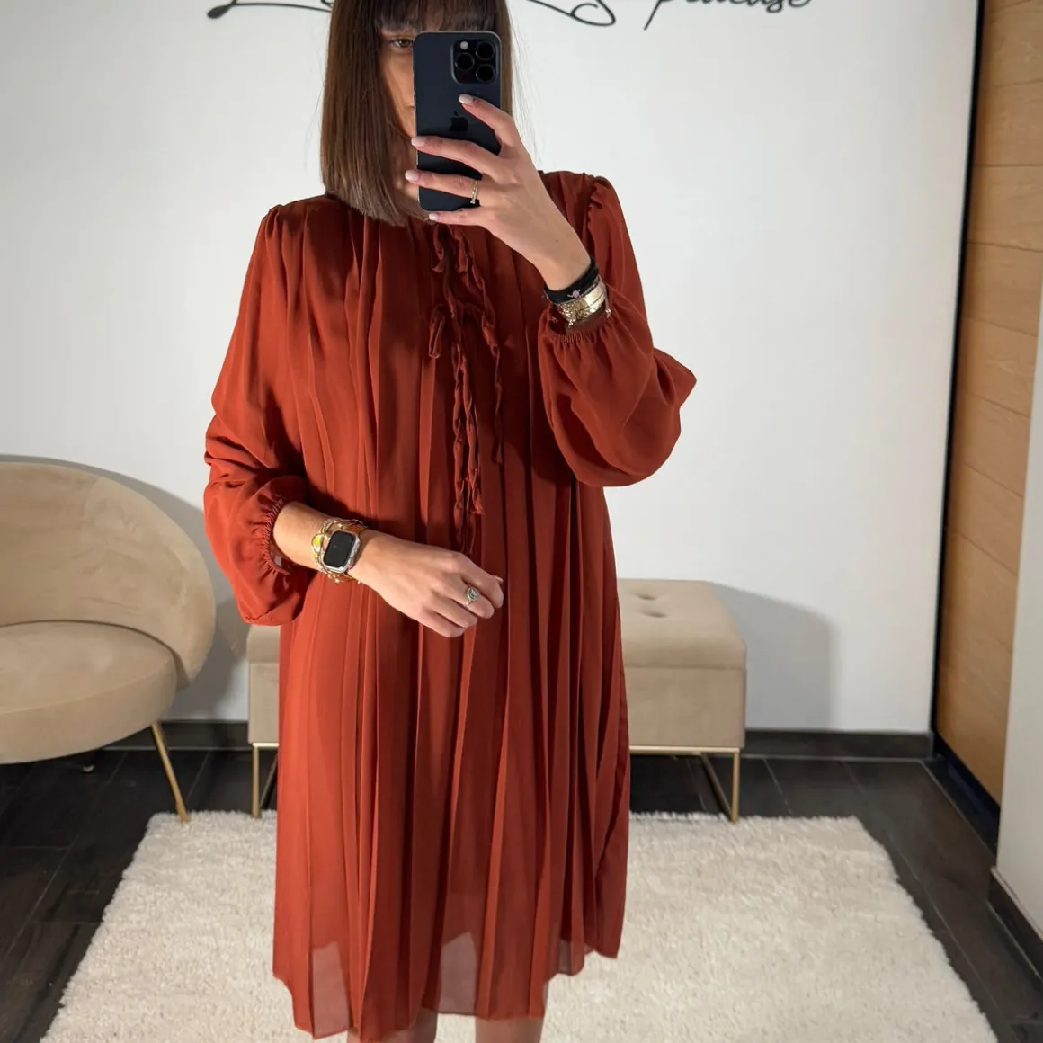 ROBE PLISSEE TERRACOTTA AMANDA