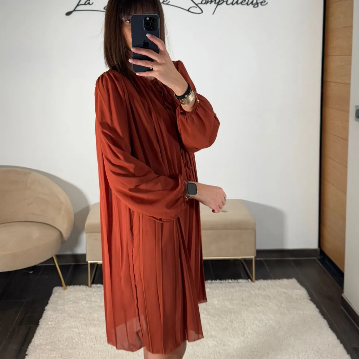 ROBE PLISSEE TERRACOTTA AMANDA