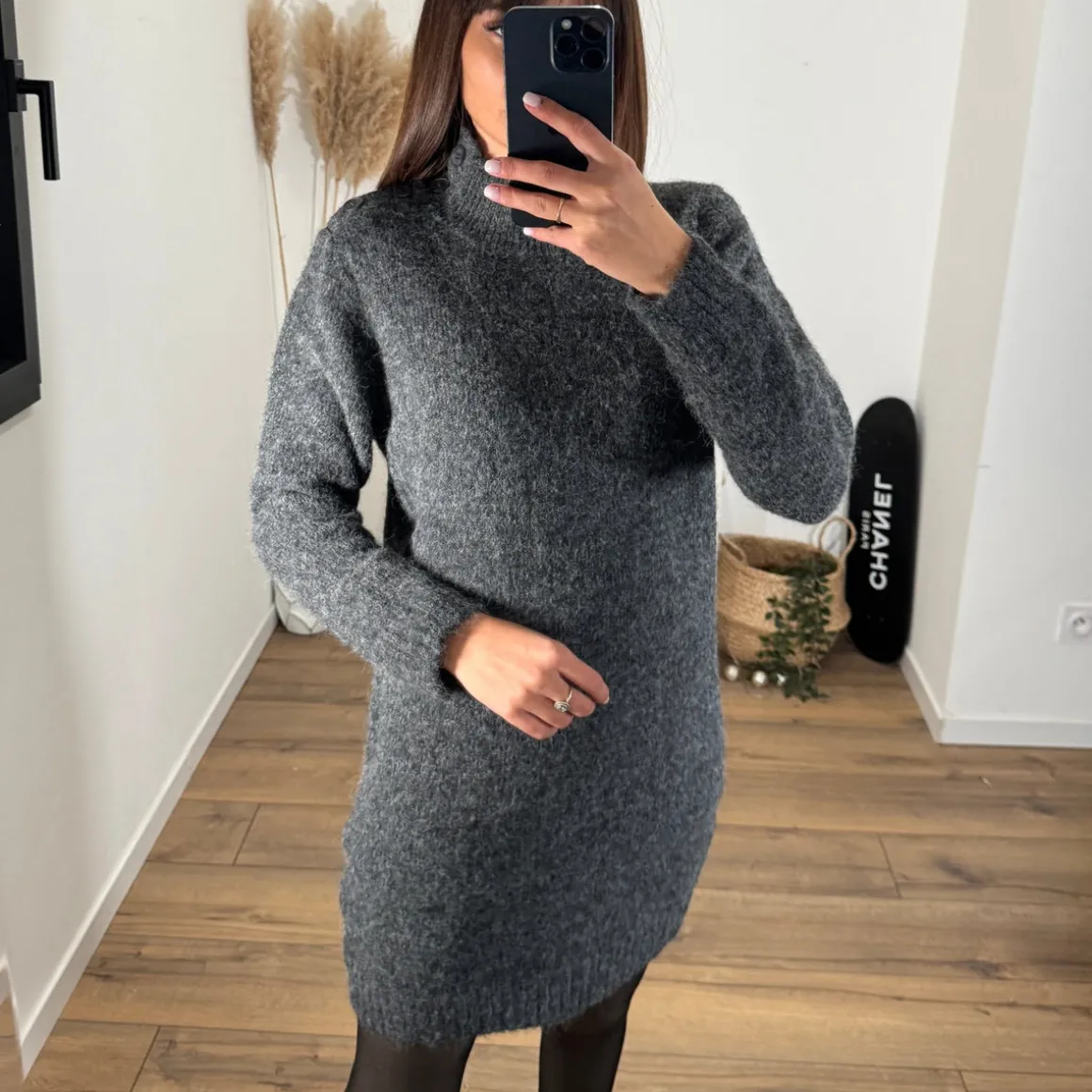 ROBE PULL GRIS FONCE LOLA