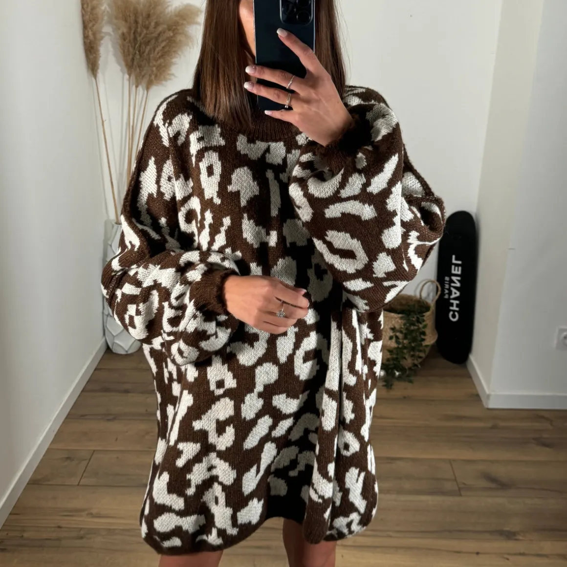 ROBE PULL MARRON LEOPARD