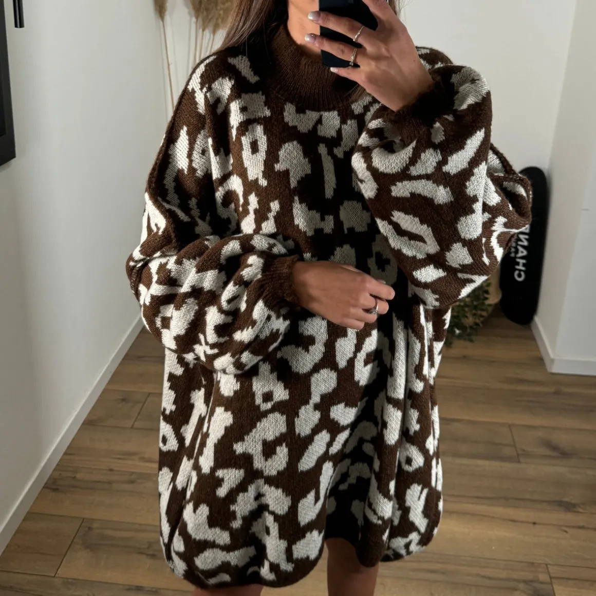 ROBE PULL MARRON LEOPARD