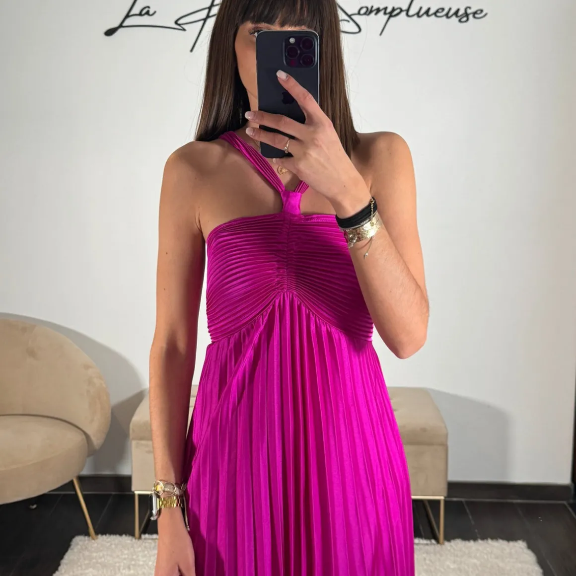 ROBE SATIN FUCHSIA GLORIA