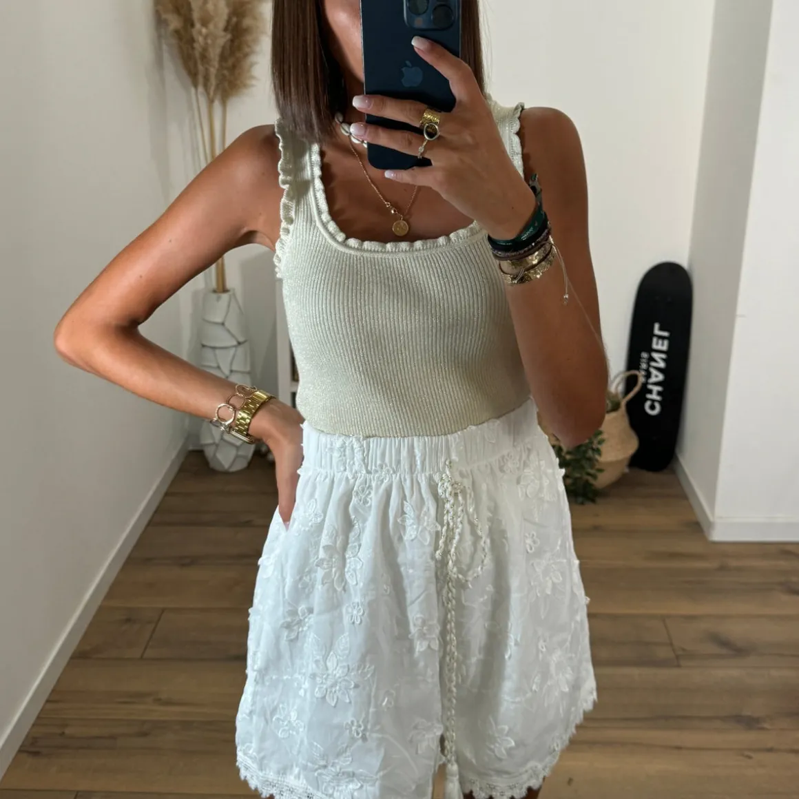 SHORT BORDERIE BLANC BOHIA