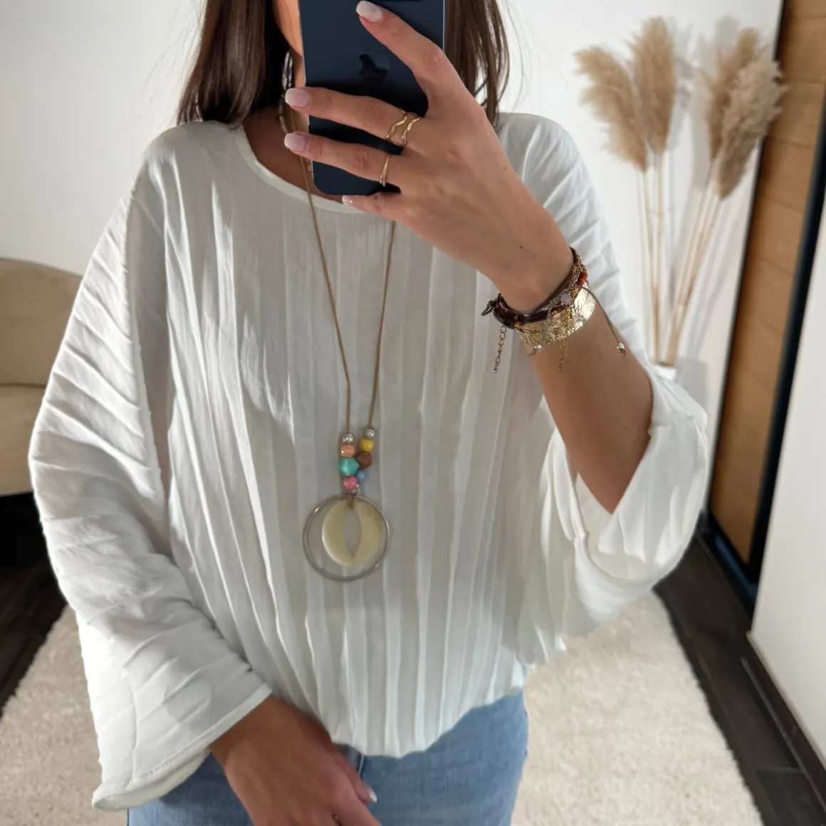 TOP BLANC + COLLIER BAHIO