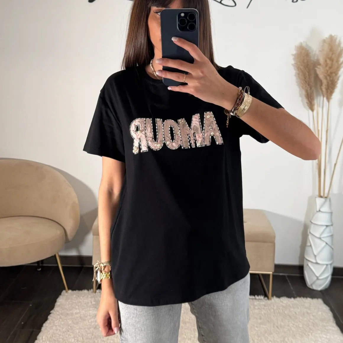 T-SHIRT NOIR AMOUR