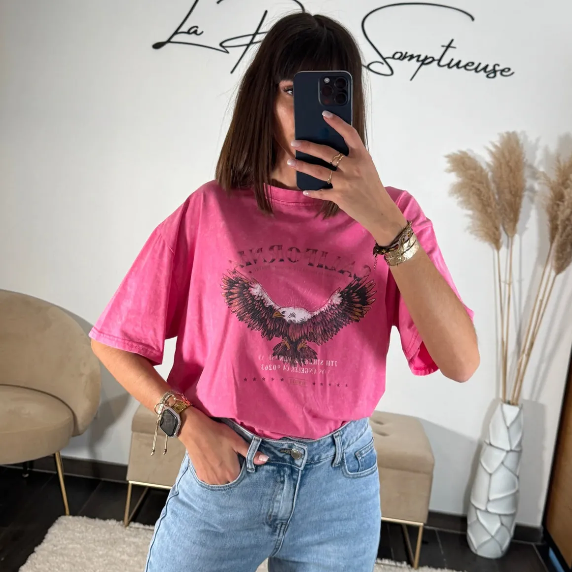 T-SHIRT ROSE CALIFORNIA