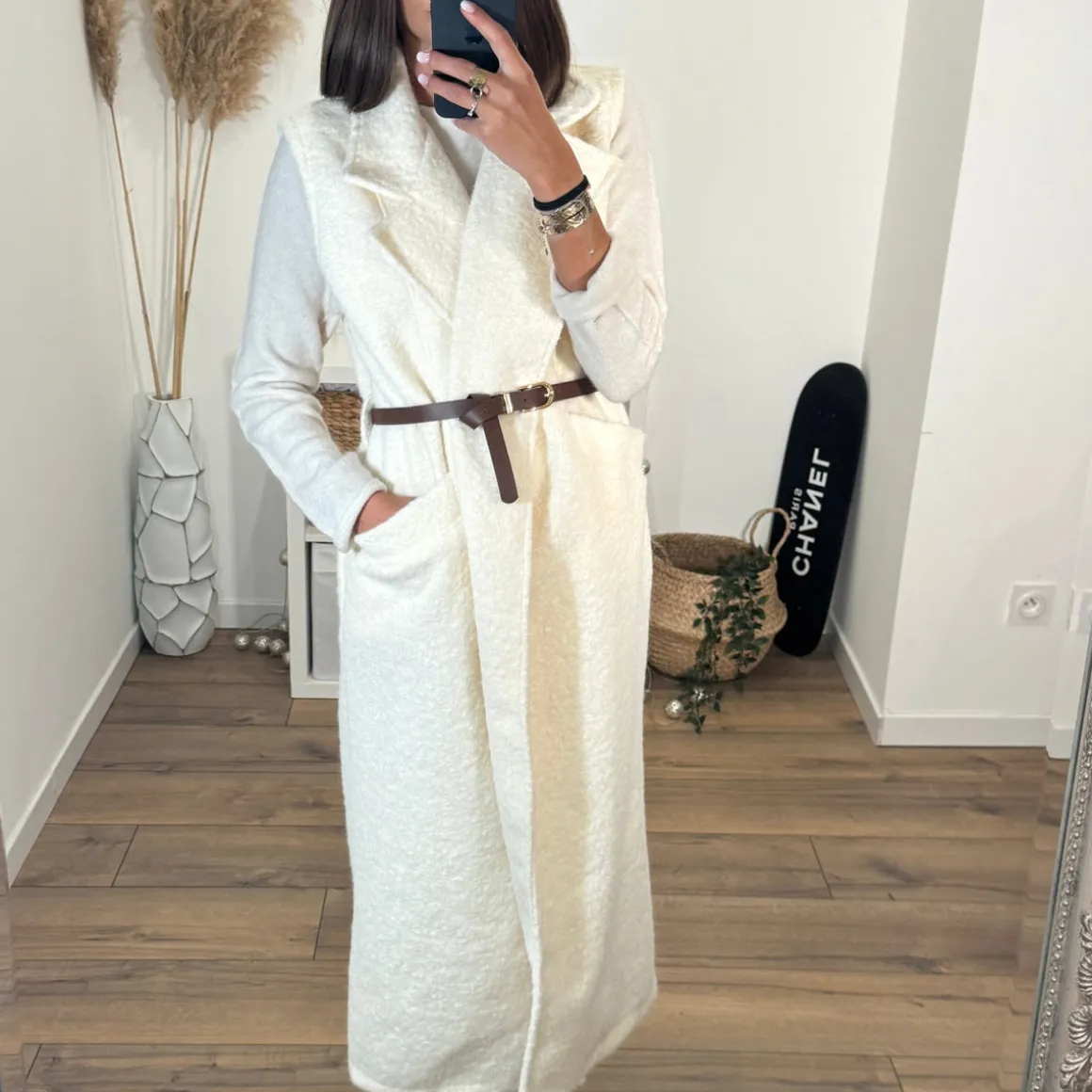 VESTE BEIGE SANS MANCHE SARA