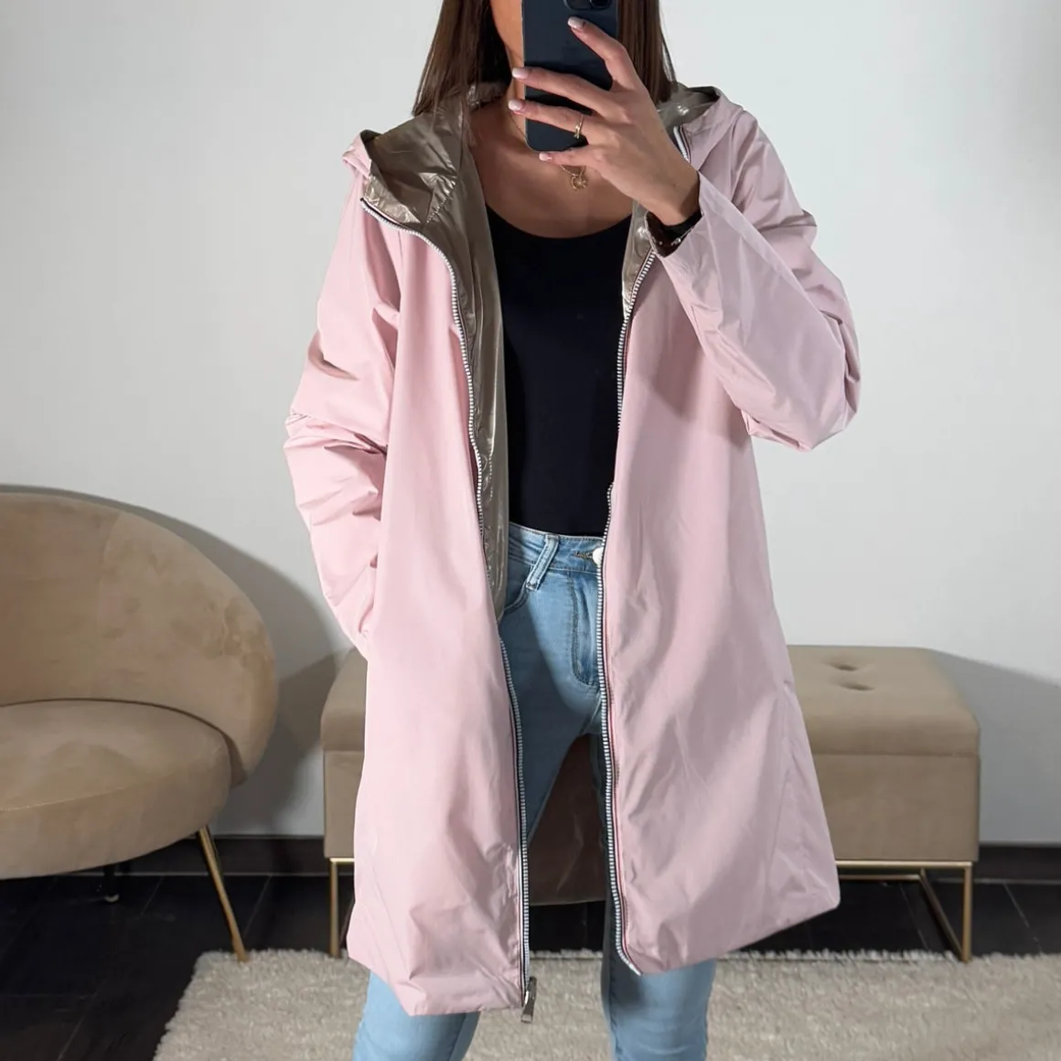 VESTE REVERSIBLE IMPERMEABLE ROSE