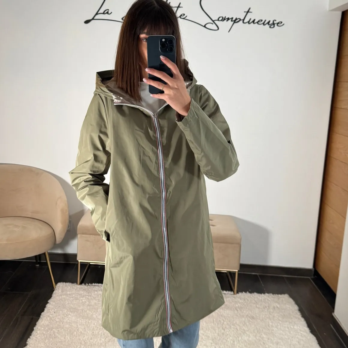 VESTE REVERSIBLE IMPERMEABLE KAKI