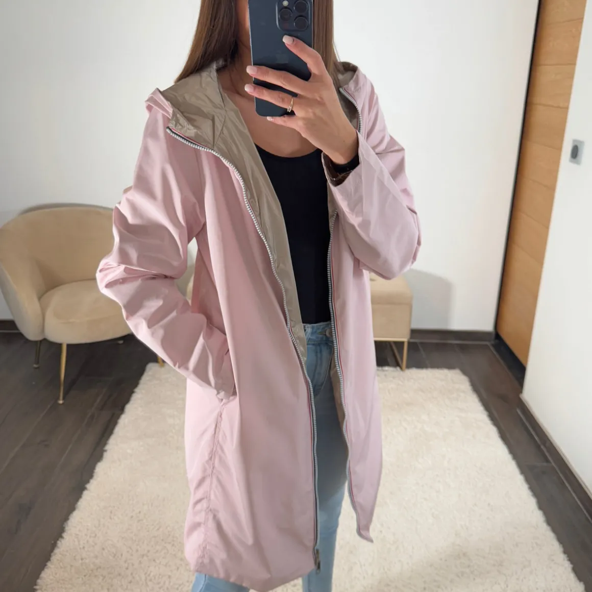 VESTE REVERSIBLE IMPERMEABLE ROSE